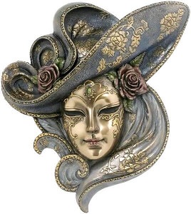 Vægpynt venetiansk maske med roser